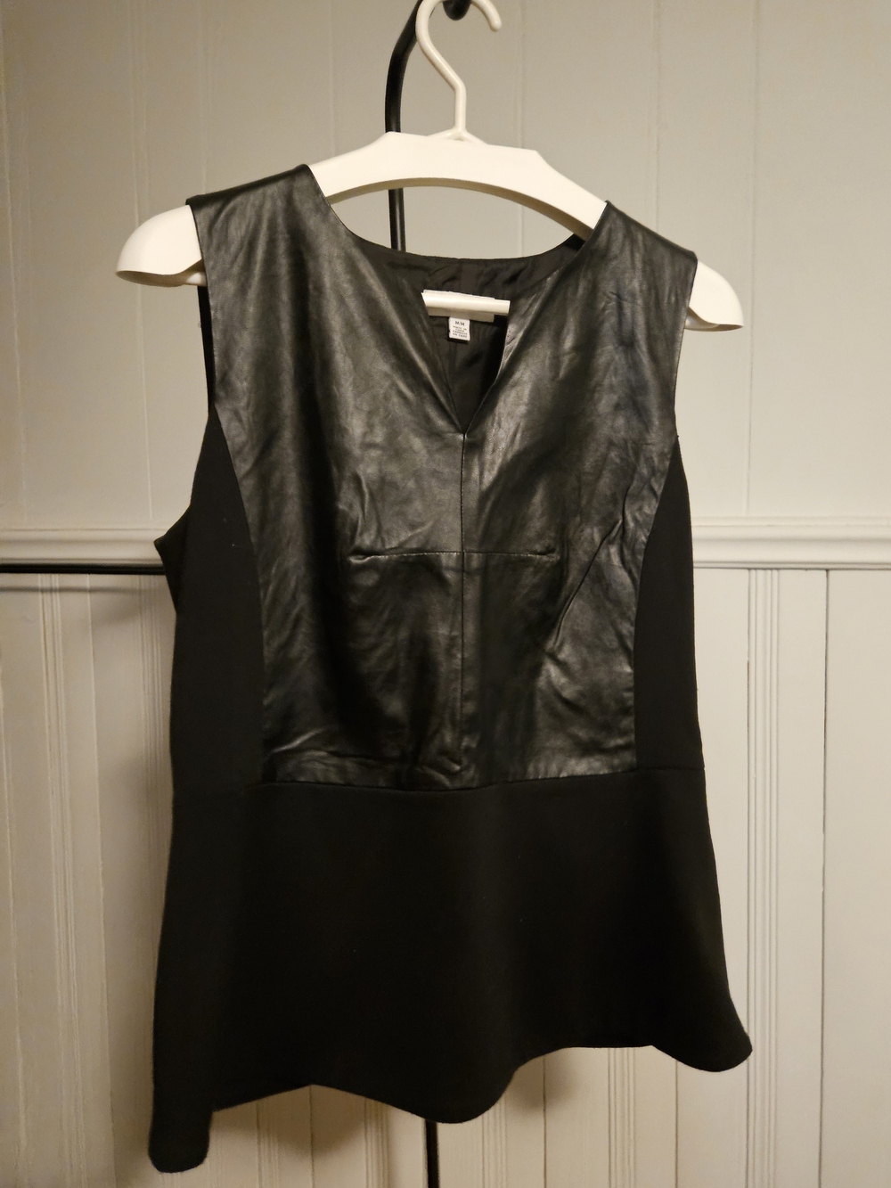 Calvin Klein Black Faux Leather Peplum Top – Size M - classic & sexy